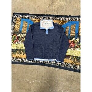 Marine Layer Sweater Men S Blue Corbet 1/4 Snap Quilted Pullover Diamond Zoom